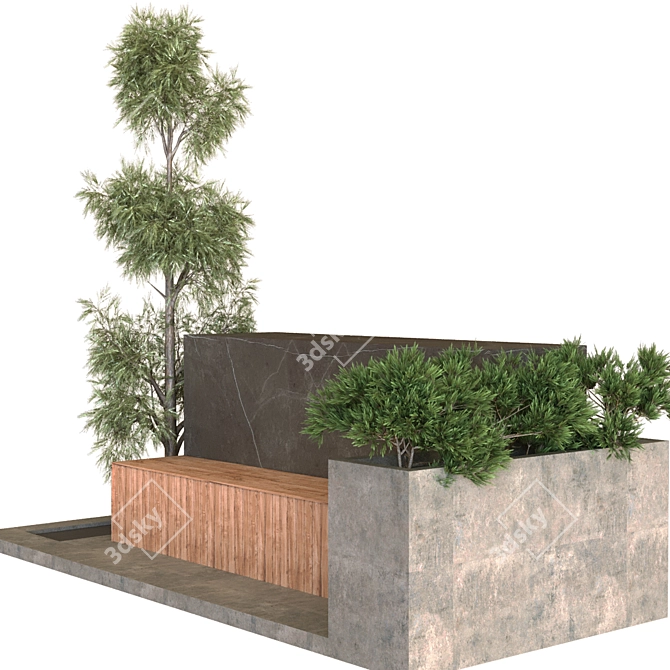 Eco-Friendly Garden Bench Set 3D model image 4