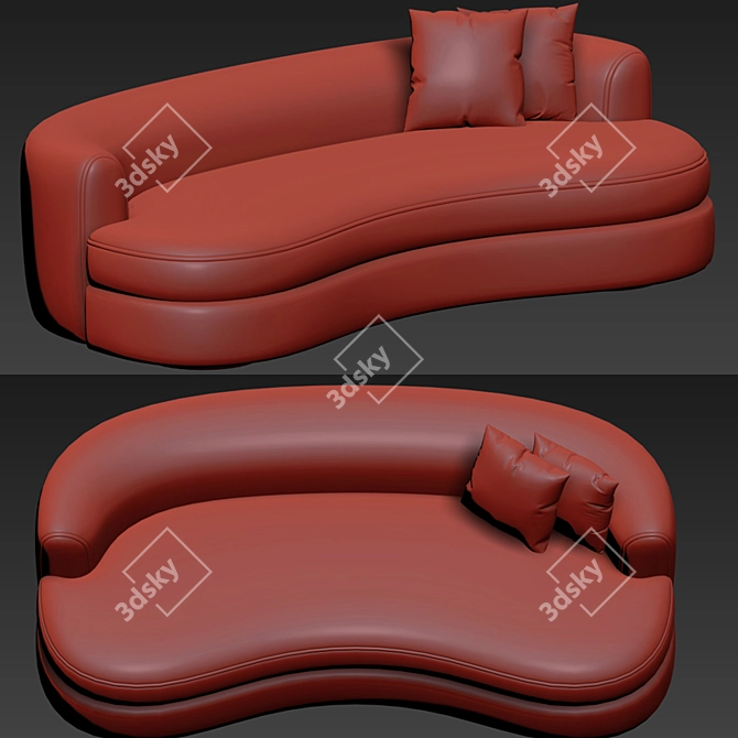 Modern Curved Sofa: Sennen 3D model image 2