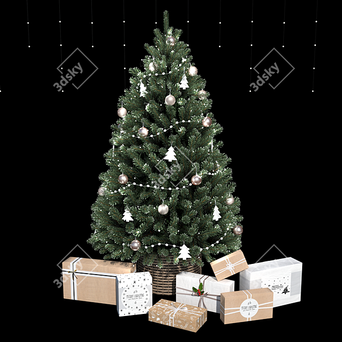 Festive 3D Christmas Tree 3D model image 4