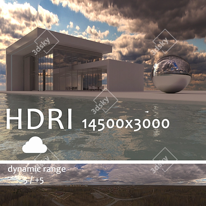Aerial HDRI with Poolside Home 3D model image 1
