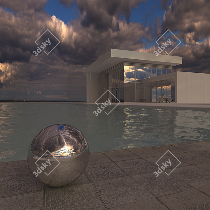 Aerial HDRI with Poolside Home 3D model image 4