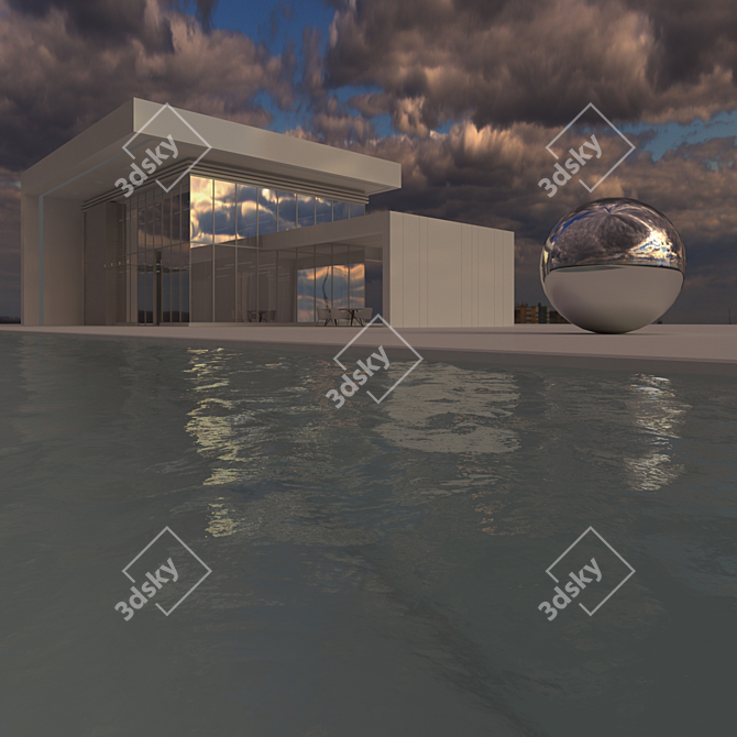 Aerial HDRI with Poolside Home 3D model image 5