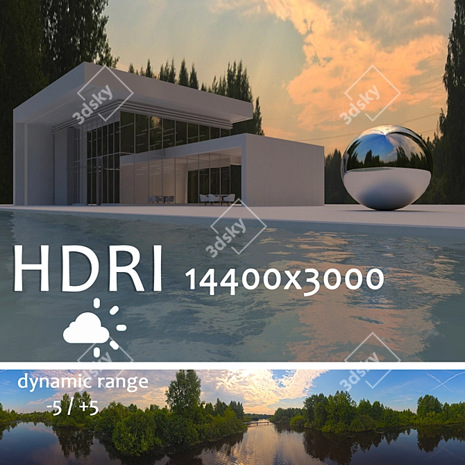 Aerial HDRI Map: Pool House Illumination 3D model image 1