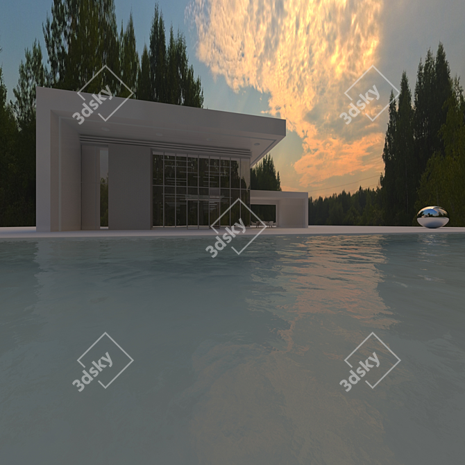 Aerial HDRI Map: Pool House Illumination 3D model image 3