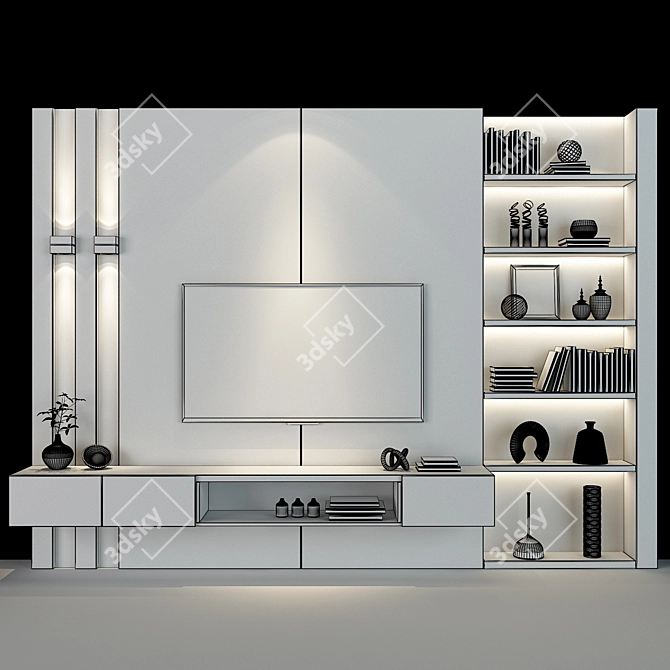 Stylish TV Shelf 0259 - Organize your Entertainment Area 3D model image 3