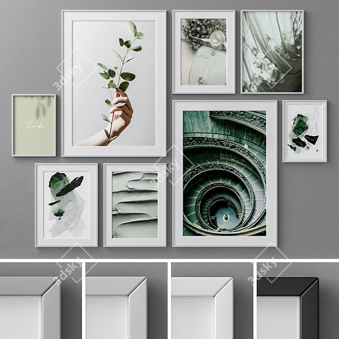 Abstract Frame Set 808: Interior Paintings & Modern Style 3D model image 1