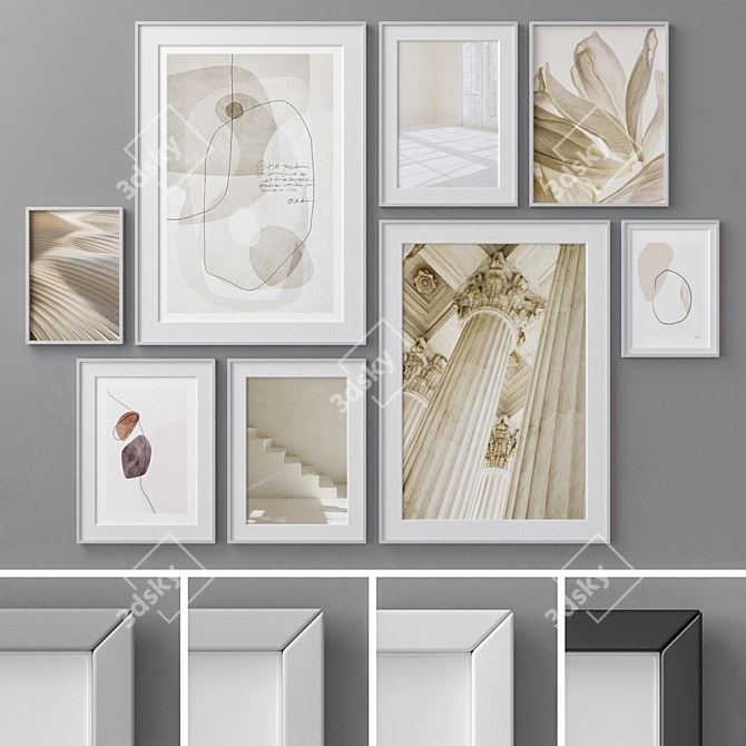 Modern Abstract Photo Frames Set 3D model image 1