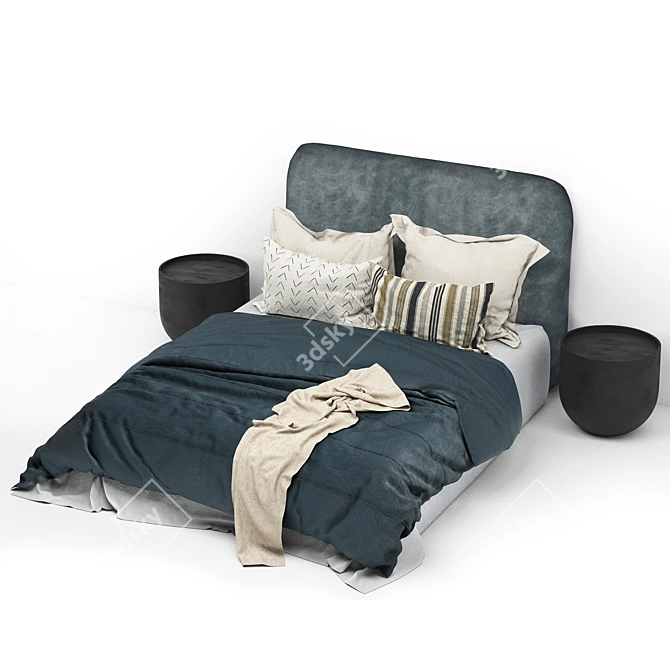 Luxury Modern Bed Set 3D model image 2