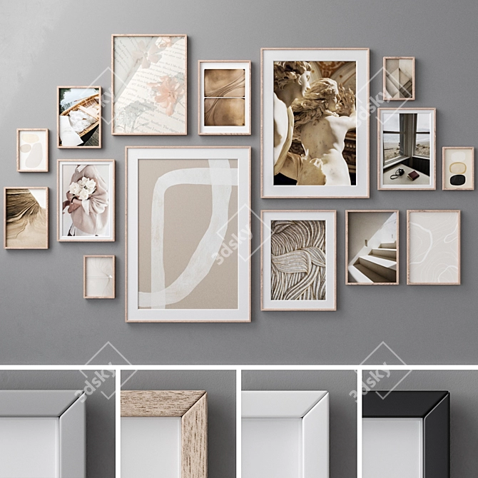 Abstract Modern Art Frame Set 3D model image 1