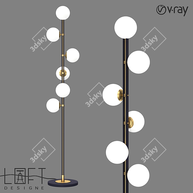 TORCH LoftDesign 852 - Industrial Style 6-Light Chandelier 3D model image 1