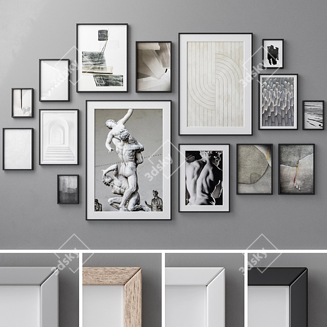 Modern Abstract Art Frames Set 3D model image 1