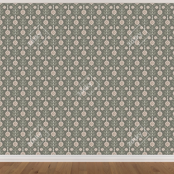 Seamless Wallpaper Set 1421 - 3 Color Options 3D model image 2