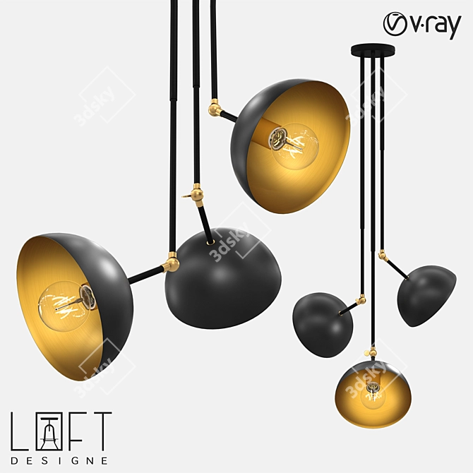 Suspended Metal Loft Light 3D model image 1