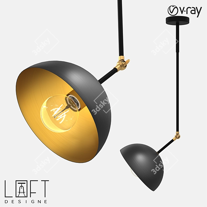 Sleek Metal Pendant Light 3D model image 1