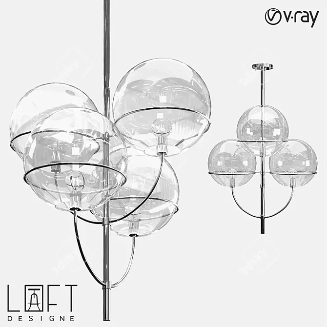 Modern Loft Glass and Metal Pendant Light 3D model image 1