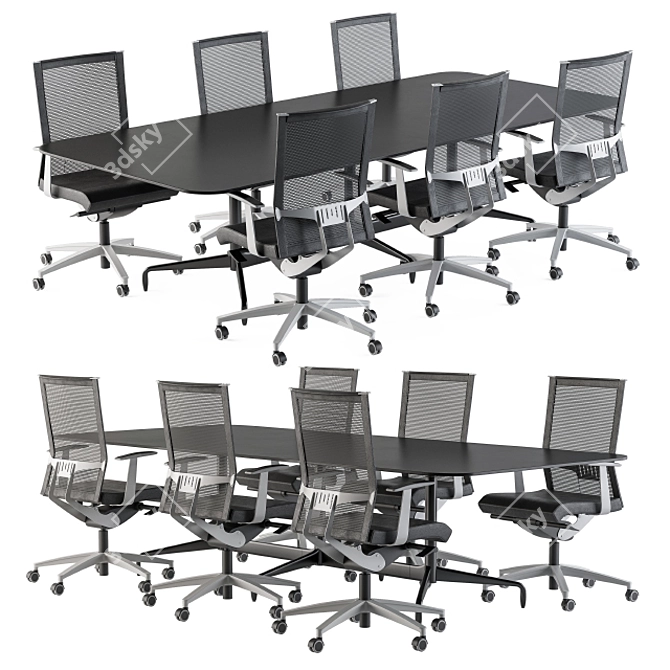 Workplace Bundle: Meeting Table & Office Chair 3D model image 1