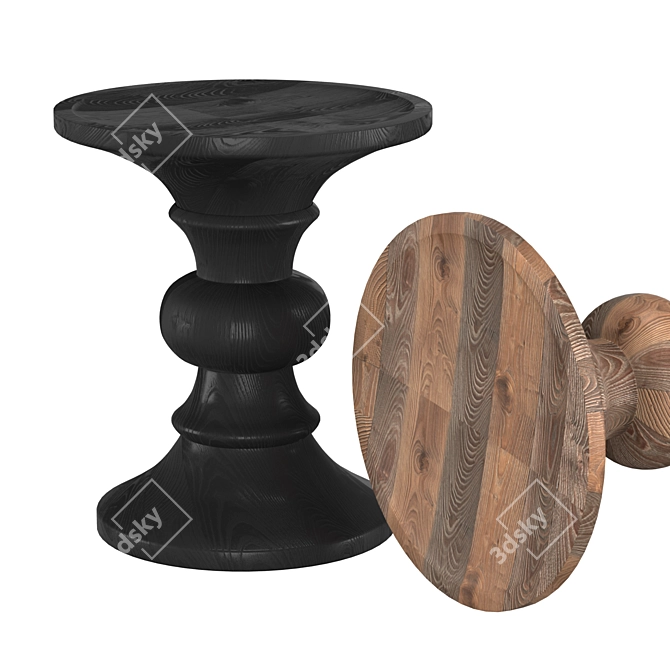 Bishop Ottoman: Stylish Industrial Wood Design 3D model image 1