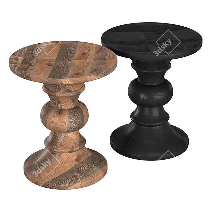 Bishop Ottoman: Stylish Industrial Wood Design 3D model image 4