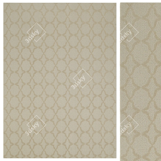 Elegant Floral Accent Rug 3D model image 1