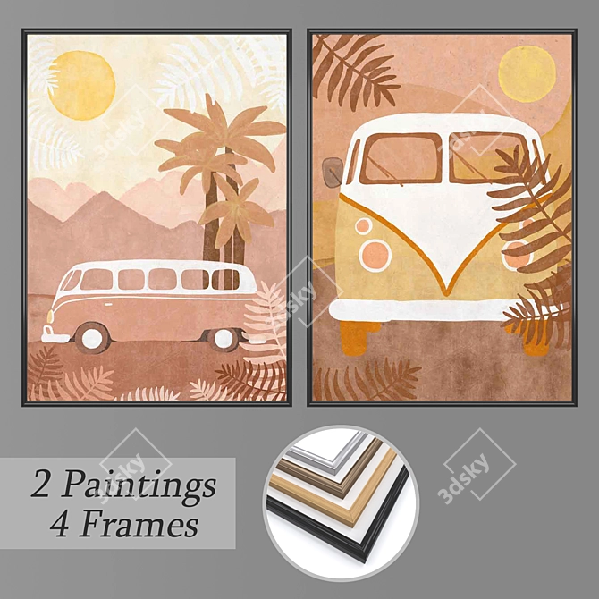 Versatile Wall Art Set with Multiple Frame Options and High-Quality Textures 3D model image 1