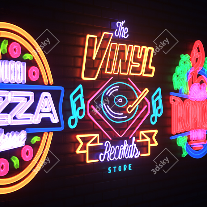 Neon Sign Set: Customizable & Eye-Catching 3D model image 5