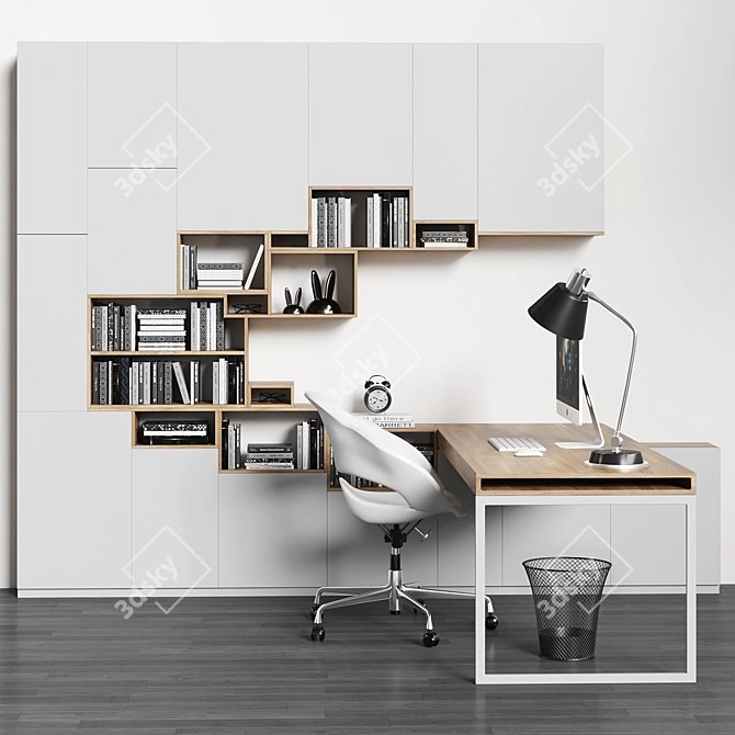 Modern Office Workspace Set 3D model image 3