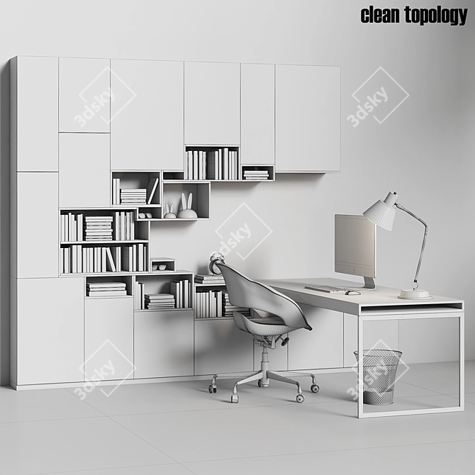 Modern Office Workspace Set 3D model image 1