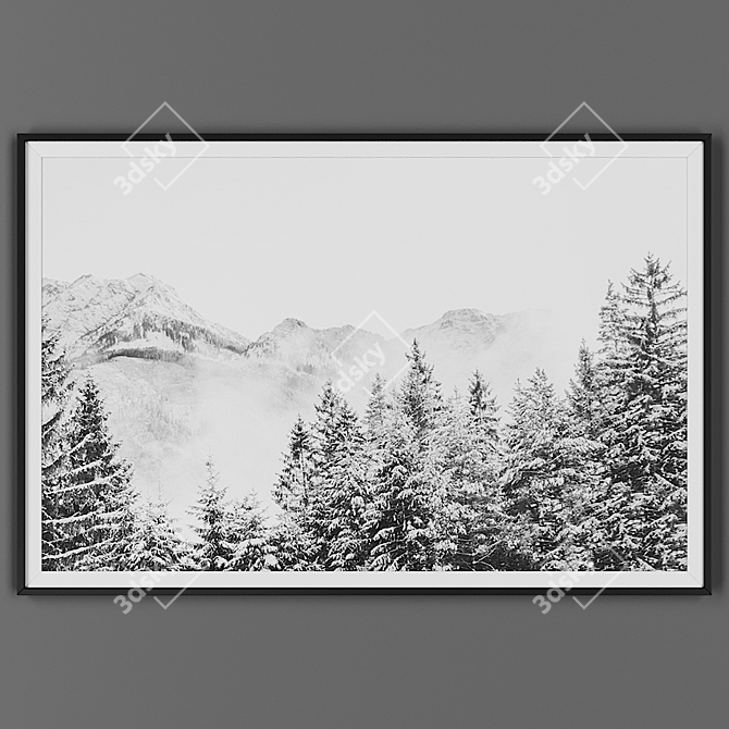 Sleek Black Framed Art 3D model image 1