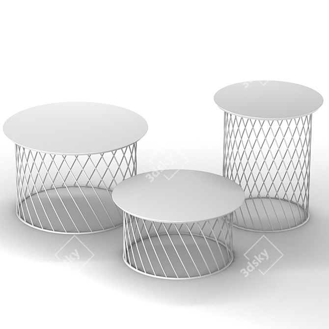 Versatile Wood and Metal Table Set 3D model image 2