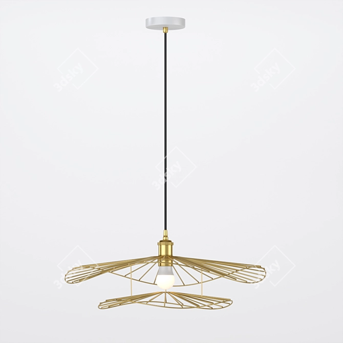 Industrial Loft Pendant Light with Flat Metal Shades 3D model image 1