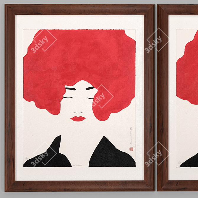 Dreaming Redhead Framed Art 3D model image 2