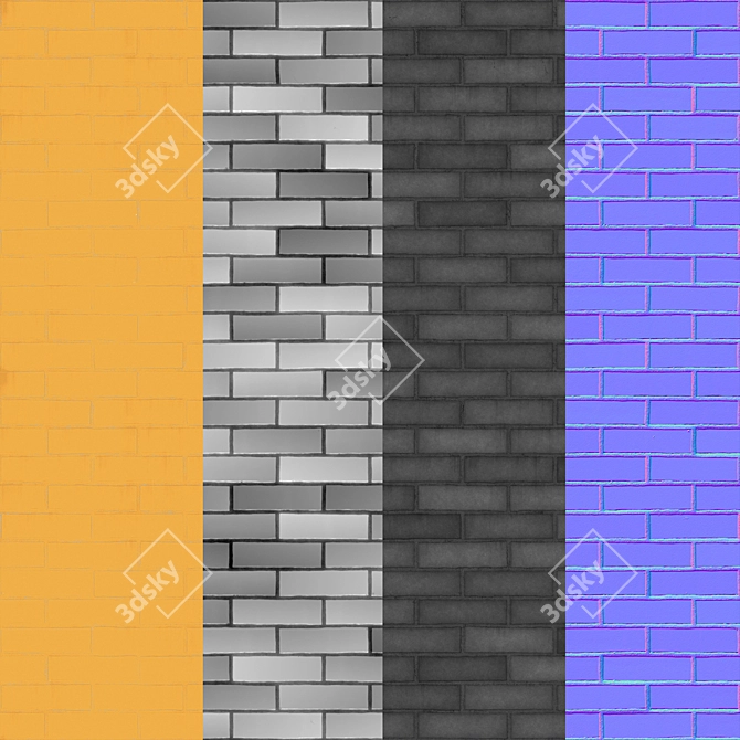 Vibrant Painted Brick Tiles: Orange, Red, Yellow, Pink 3D model image 3