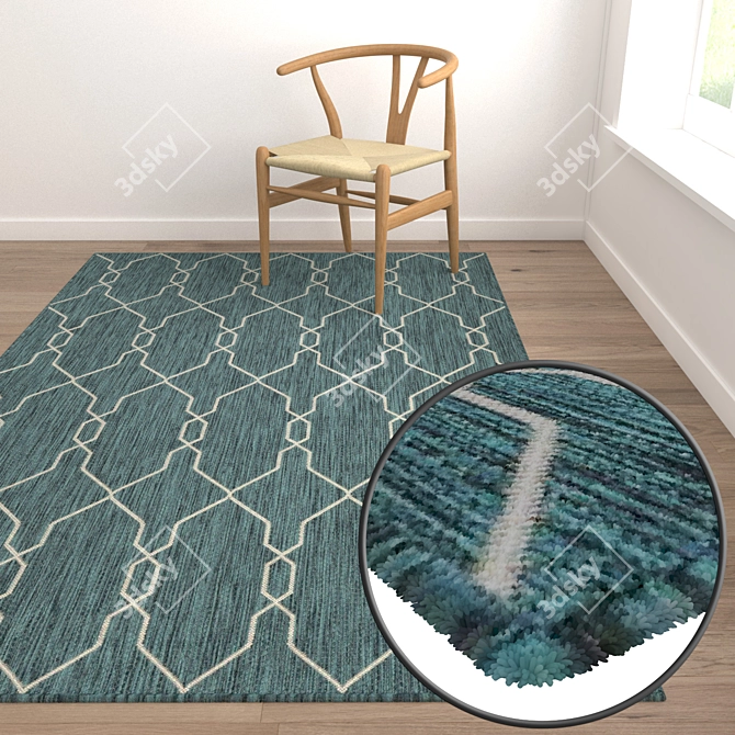 Luxury Carpet Collection: Set of 3 High-Quality Carpets 3D model image 5