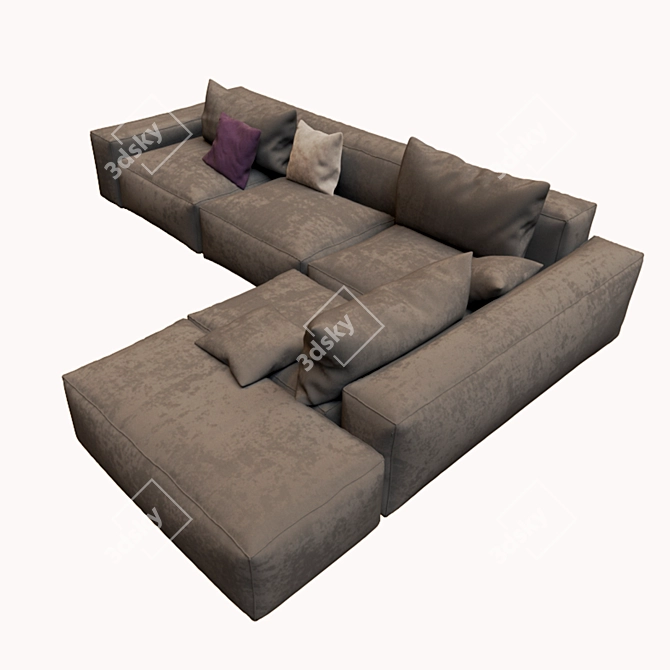 Casa Corner Sofa w/ Pouf: Stylish & Spacious 3D model image 2