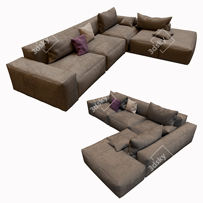 Casa Corner Sofa w/ Pouf: Stylish & Spacious 3D model image 3