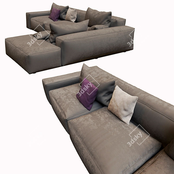 Casa Corner Sofa w/ Pouf: Stylish & Spacious 3D model image 4