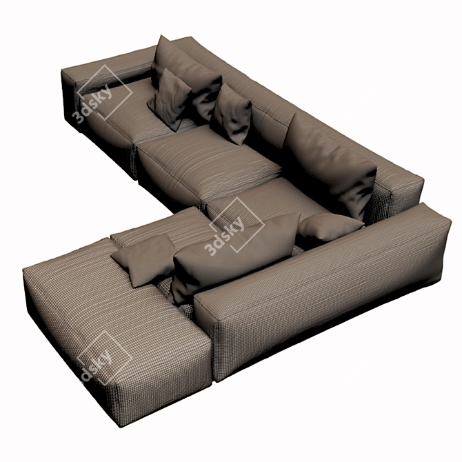 Casa Corner Sofa w/ Pouf: Stylish & Spacious 3D model image 5