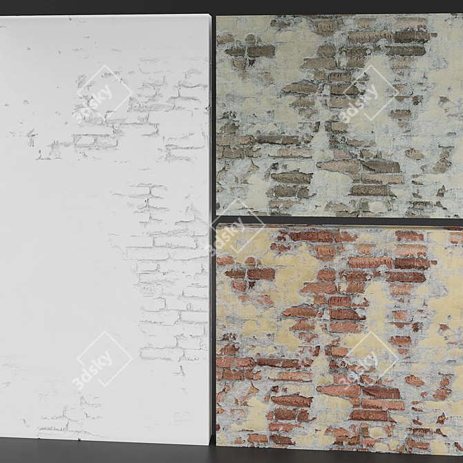 Weathered Brick Wall 3D model image 1