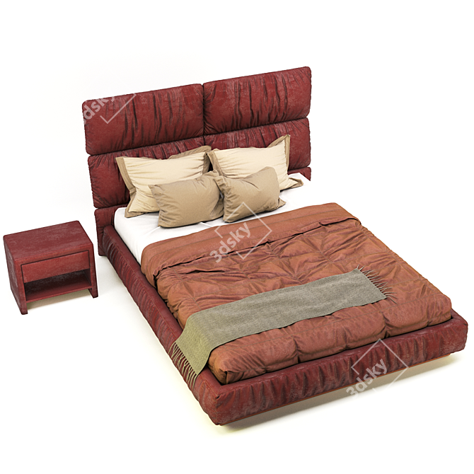 3dsmax & Marvelous Designer Queen Bed 3D model image 3