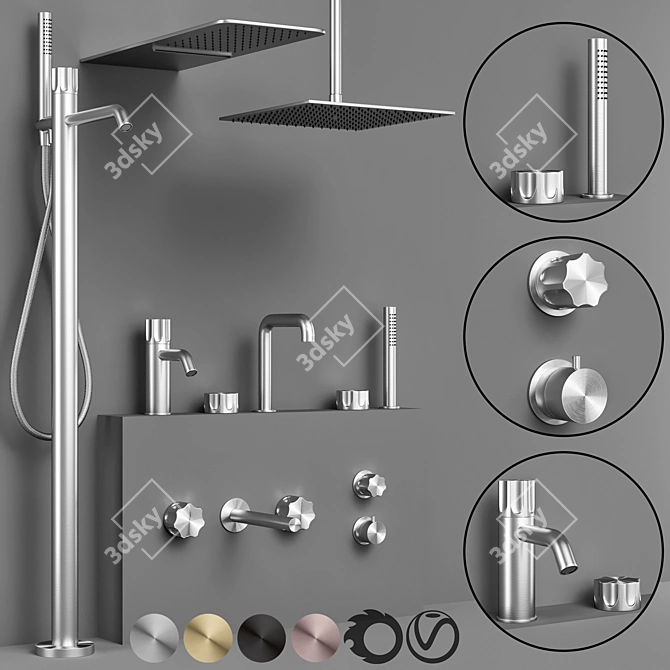 Quadro Modo Bathroom Faucet Set 3D model image 1