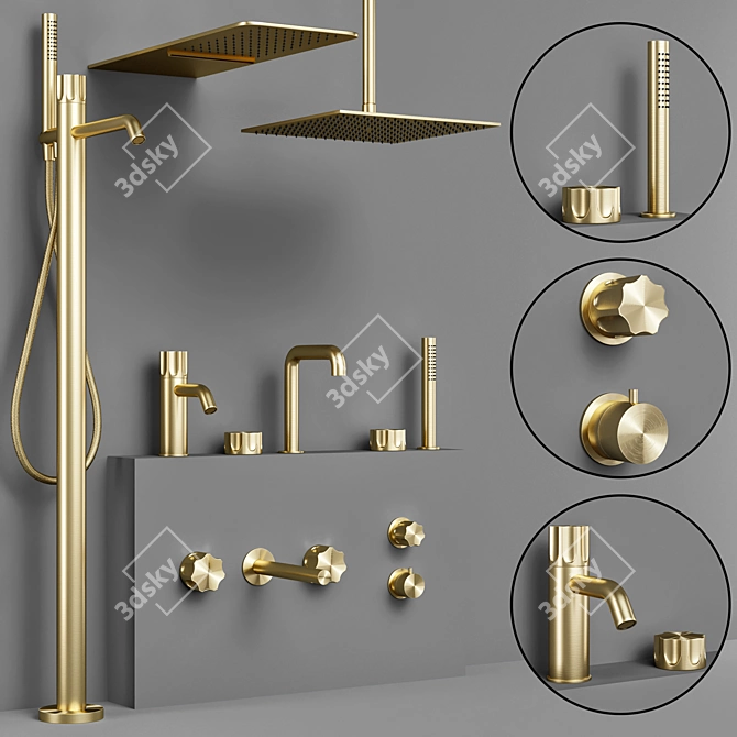 Quadro Modo Bathroom Faucet Set 3D model image 3