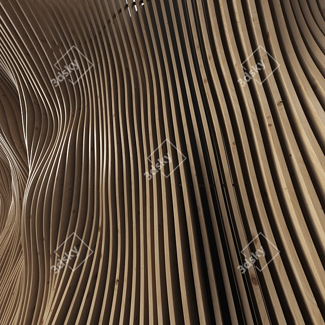 Parametric Wood Rail Panel 3D model image 3