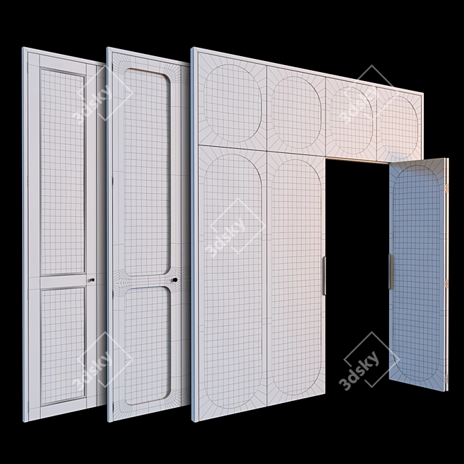 Stylish Rattan Door Set 3D model image 1