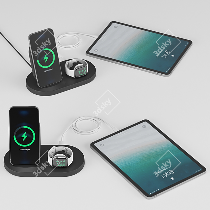 BOOST↑UP™ 3-in-1 Wireless Charging Dock 3D model image 1