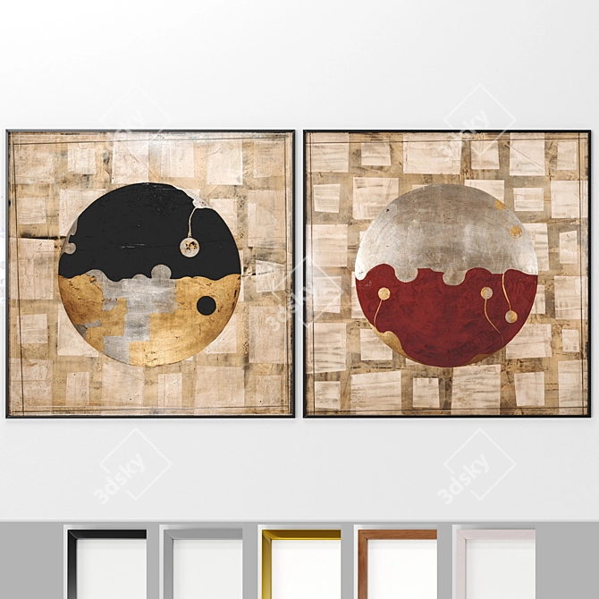 Twilight Red and Yellow Wooden Framed Art 3D model image 4