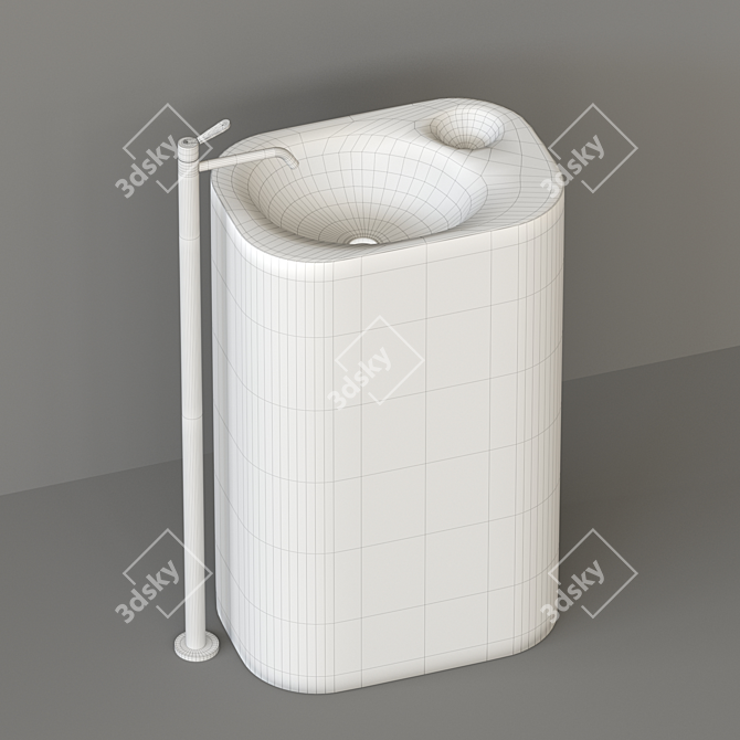 Sleek Standalone Nivis Washbasin 3D model image 3