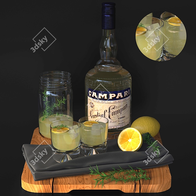 Limoncello Alcohol Set: 3D Models & Textures 3D model image 1