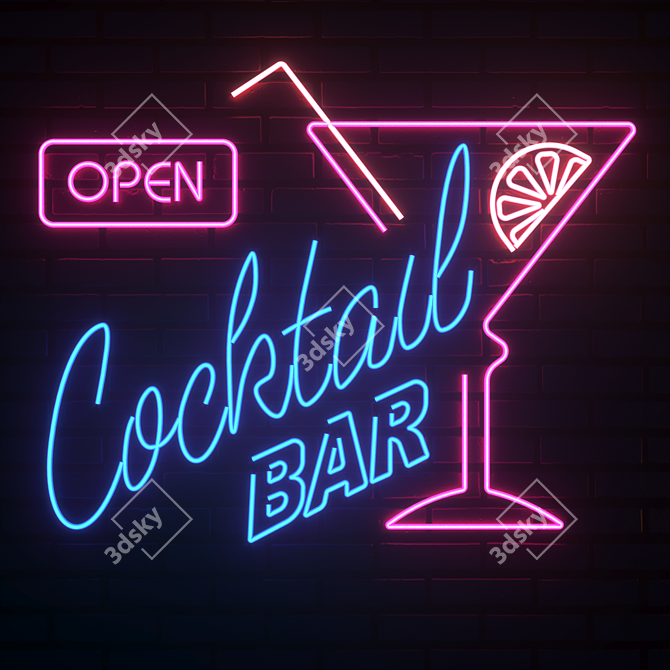 Neon Signs Set: Customizable & Vibrant 3D model image 2