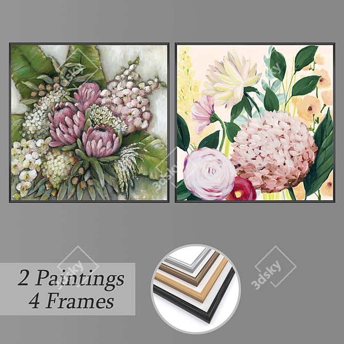 Versatile Wall Paintings Set 3D model image 1