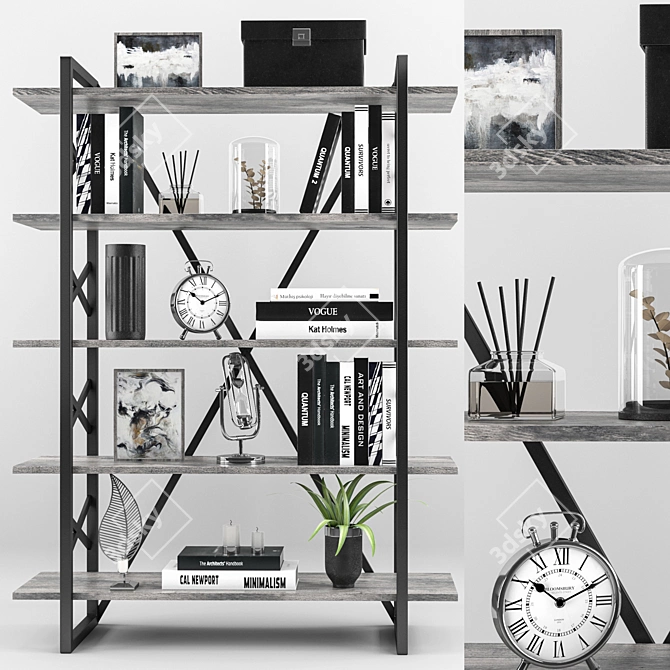 Contemporary Bookshelf Set: High Resolution, Vray+Corona Files 3D model image 1